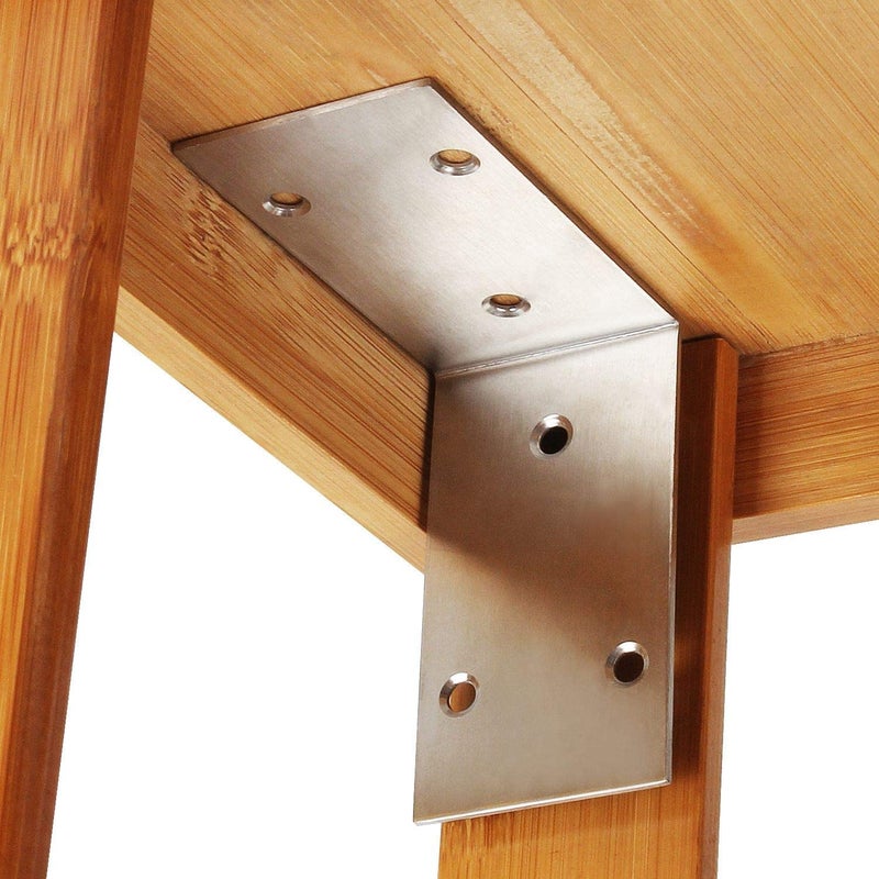 AKOLAFE 10PCS Stainless Steel L Bracket, 3.3â€x 1.9â€ Heavy Duty Wide Corner Brace, 90 Degree Angle Brackets, L Shelf Brackets Corner Bracket for Wood Furniture Bookshelf Board Window Cabinet - Image 5